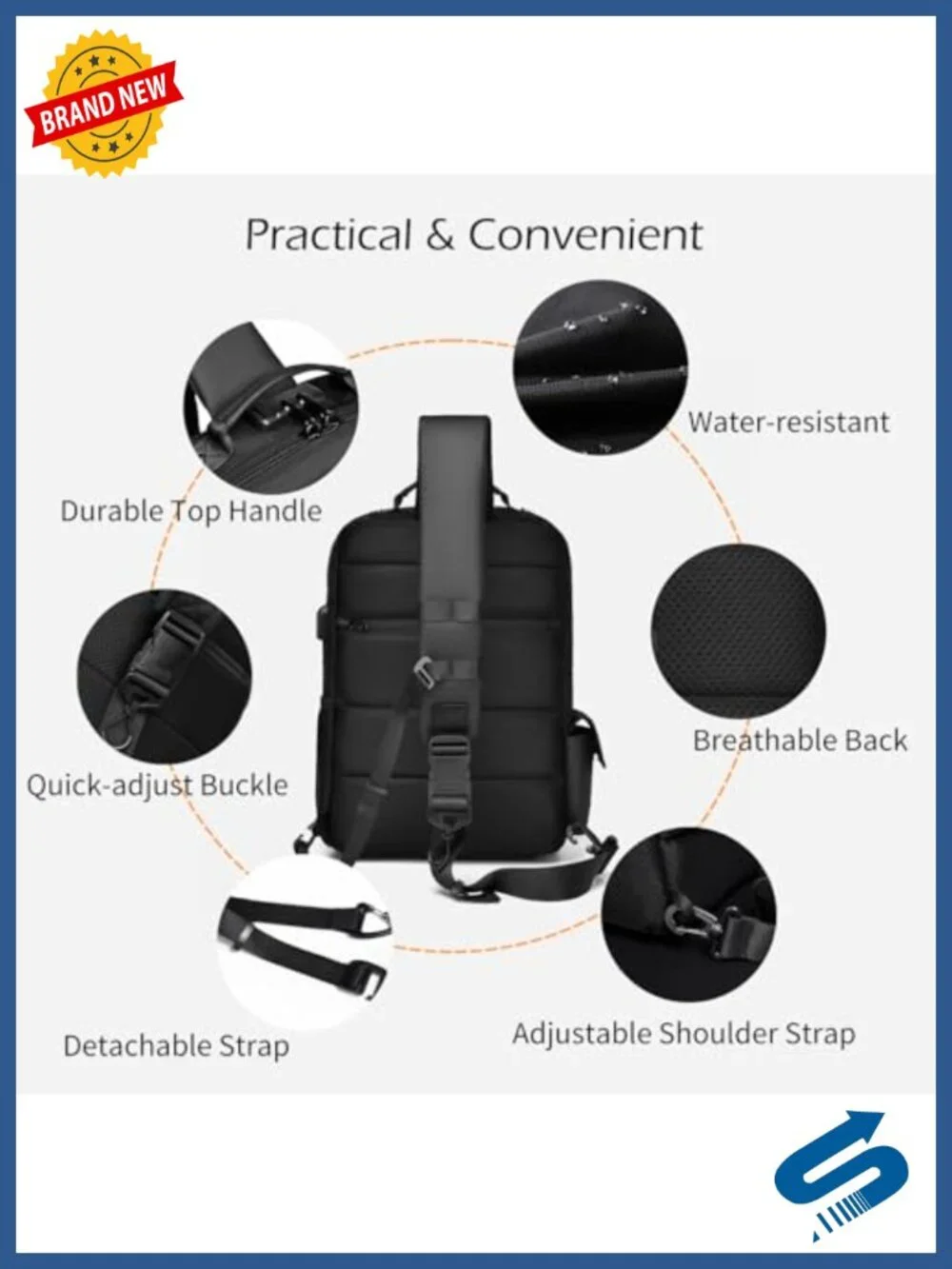 Anti-Theft Crossbody Sling Bag 13L Multi-Pocket Travel Satchel